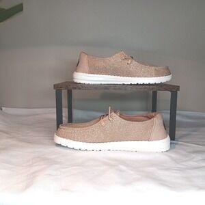 Hey Dude NWOT Wendy Stardust Rose Gold Glitter Shoes Women's Size 6 W